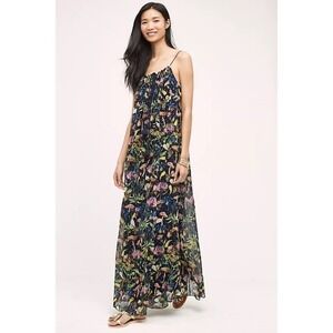 NWT!! Anthropologie TRYB Nightflora Maxi Dress Mushroom Floral Print Medium